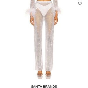 Santa Brands rhinestone-embellished flared trousers white